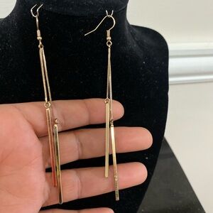 Gold tone Long Dangle Bar Earrings